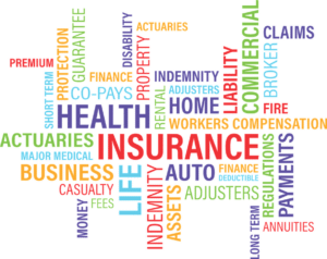 Word cloud graphic of health, insurance and financial terms
