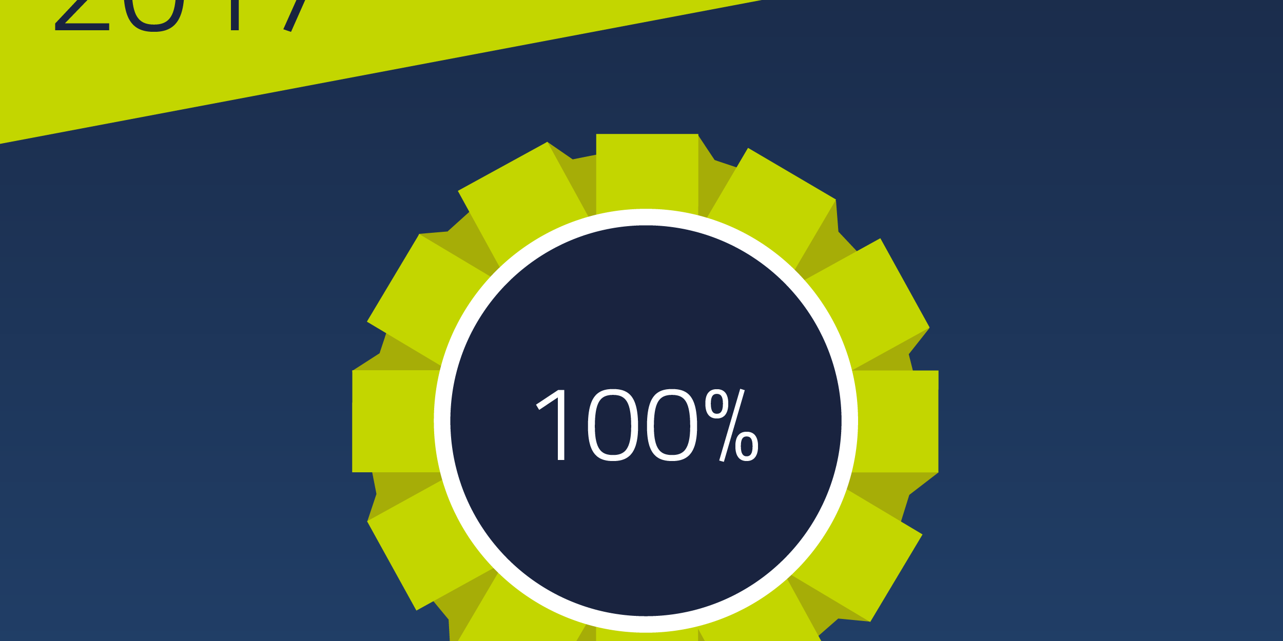 Graphic showing 100% in a rosette