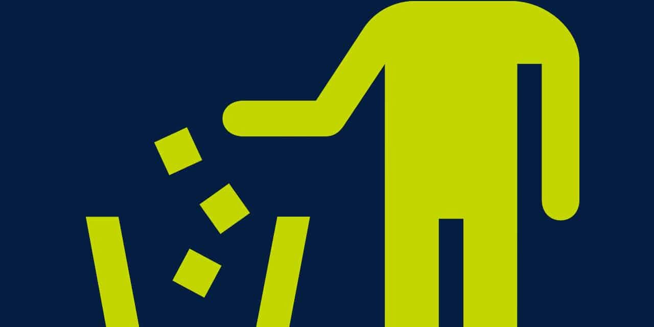 Fuel Recruitment branded icon of a person putting rubbish in a bin